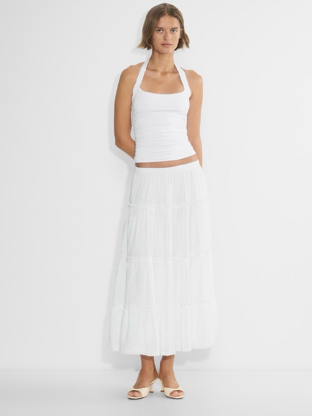 Little Moon White Tiered Maxi Skirt - Lightweight Summer Skirt